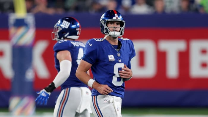 Daniel Jones was sacked 11 times during Monday’s 24-3 loss to the Seahawks.
